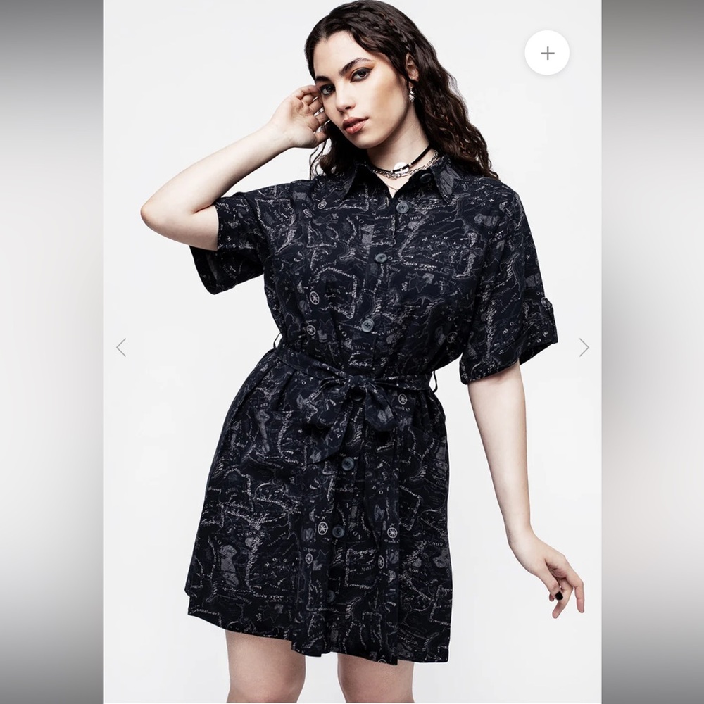 COPY - Disturbia Tolkien Map Mini Shirt Dress